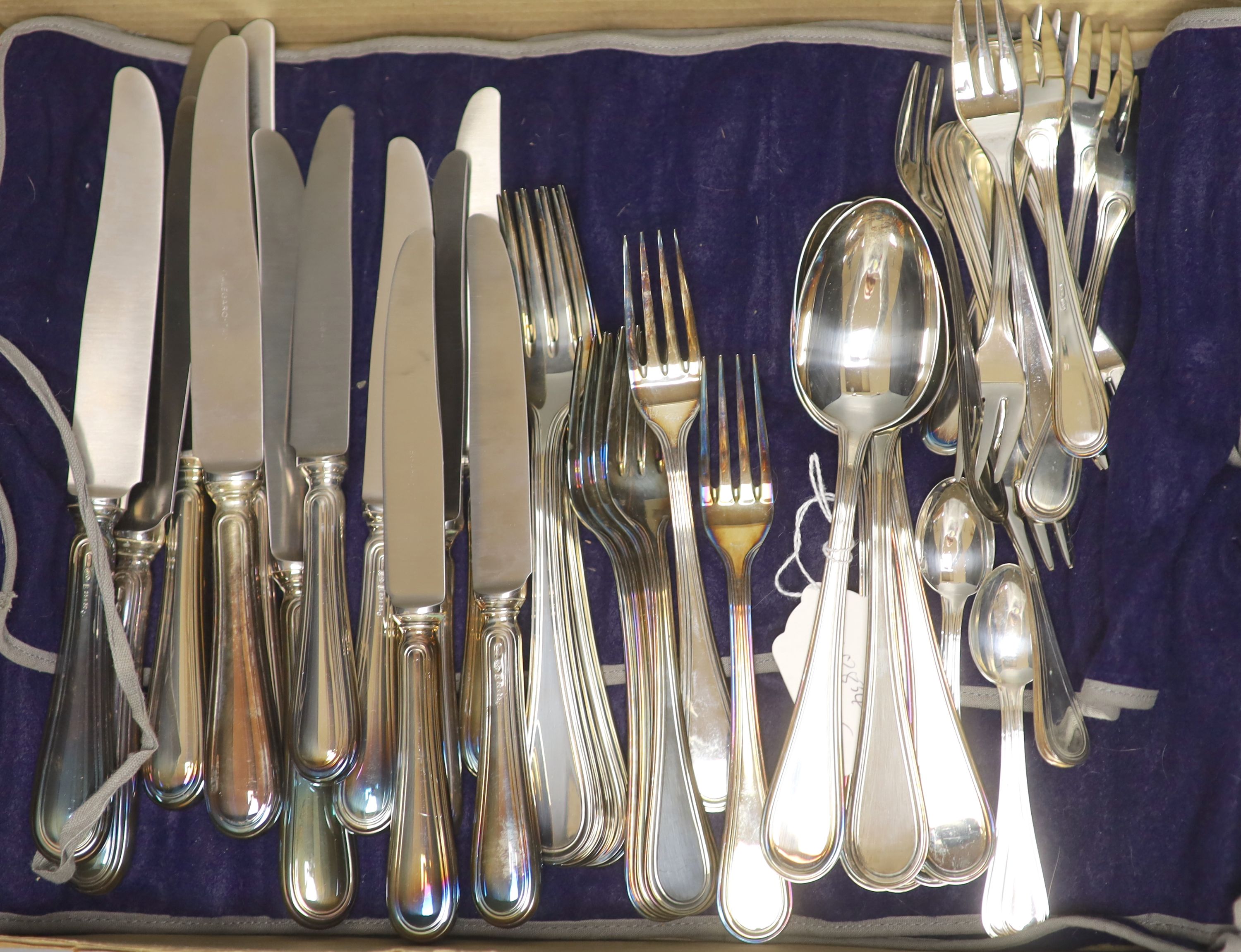 A canteen of Italian 800 standard white metal cutlery for six, comprising forty eight items